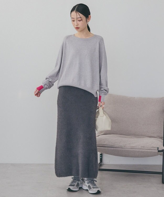 AMERICAN HOLIC バイパチラグランニットプルオーバー Light Gray Mixture