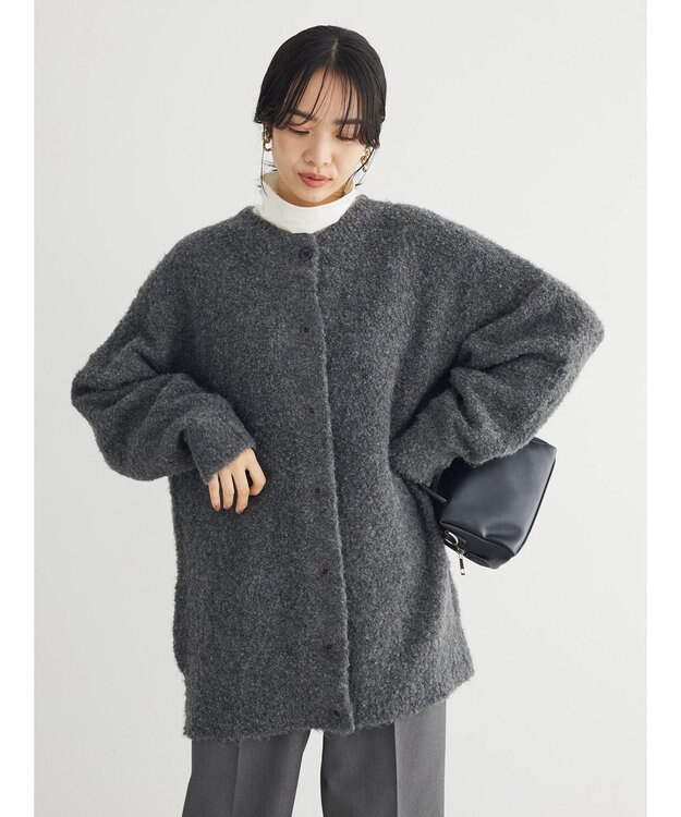 Green Parks ブークレゆるニットカーディガン Gray