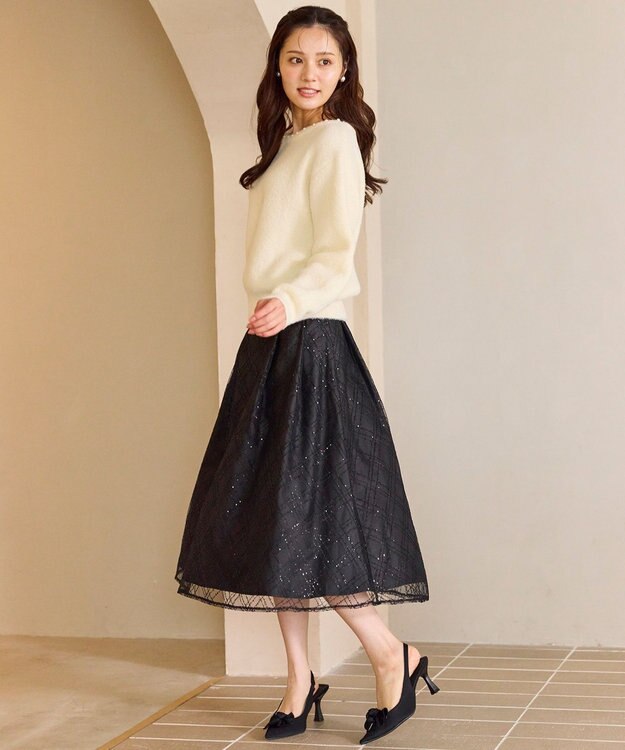 Feroux パール付きシャギー ニット アイボリー系