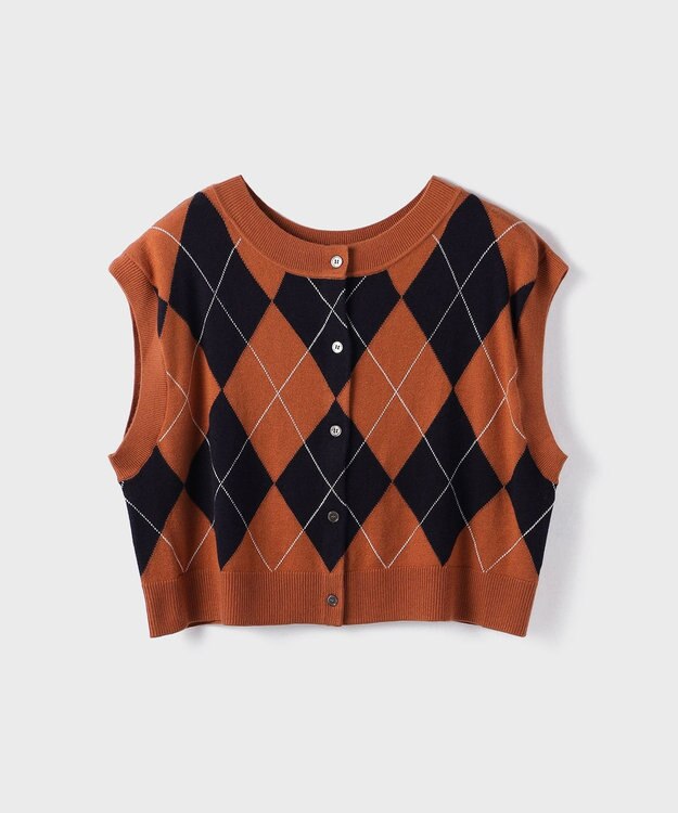 GRACE CONTINENTAL アーガイルニットベスト オレンジ