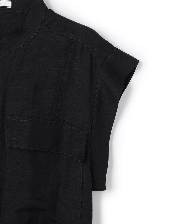 BEIGE， BERNARD / リネン混 フロントジップ スタンドカラードレス Black