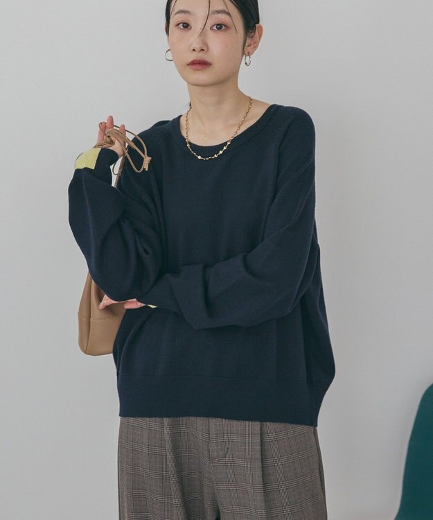 AMERICAN HOLIC バイパチラグランニットプルオーバー Navy