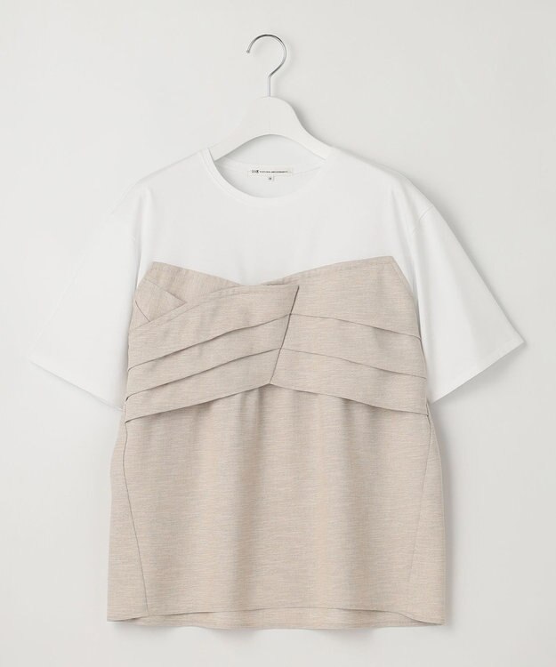 23区 【WEB限定カラーあり/洗える】スムースデザイン コンビ カットソー ベージュ系