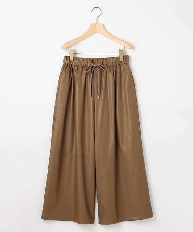 組曲 L レザーライク  クロップド ドロストワイドパンツ ブラウン系