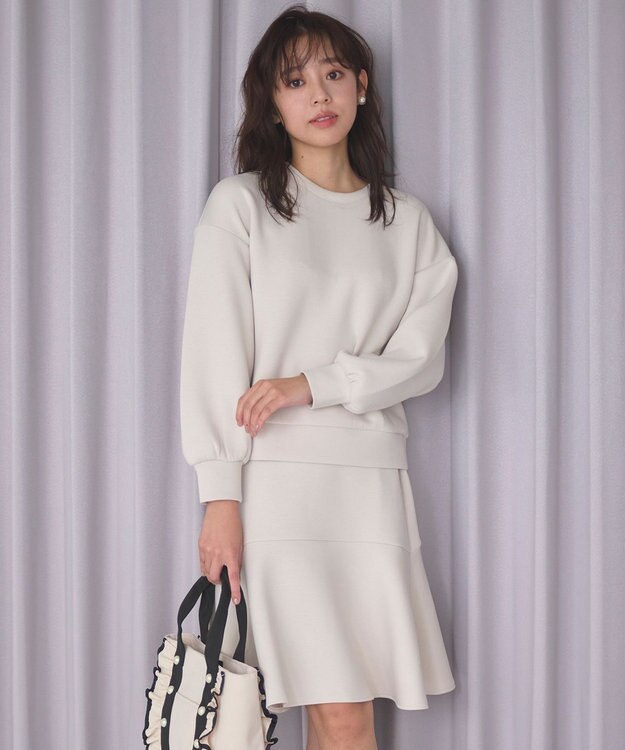 Feroux 【洗える・セットアイテム】バックリボンダンボール セットアップ ベージュ系