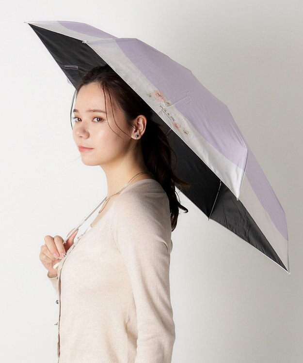 MOONBAT 【WEB限定/一級遮光99.99%】晴雨兼用折りたたみ日傘 ポール&ジョー(PAUL & JOE ACCESSOIRES)クリザンテーム/バイカラー 雨の日OK 遮熱 簡単開閉 UV 晴雨兼用 ライトパープル
