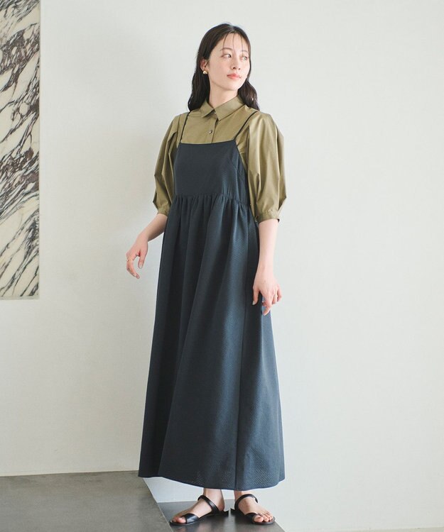 #Newans 【洗える】ボリュームキャミソールドレス ブラック系