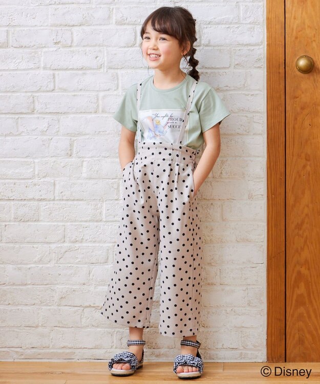 ANY KIDS 麻ライク ドット柄 ガウチョ ベージュドット