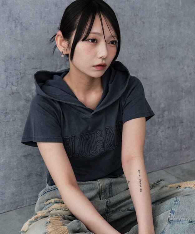 WEGO ピグメントフードちびT ネイビー