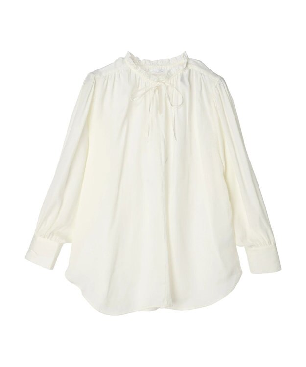 Green Parks とろみ衿フリルブラウス Off White
