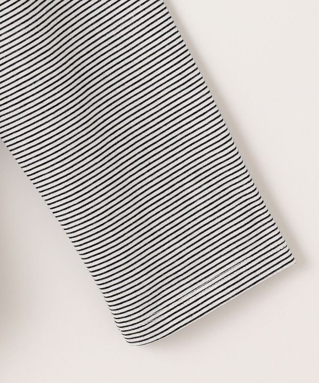 ANY SIS ロゴ刺繍 カットソー オフ×ブラックボーダー