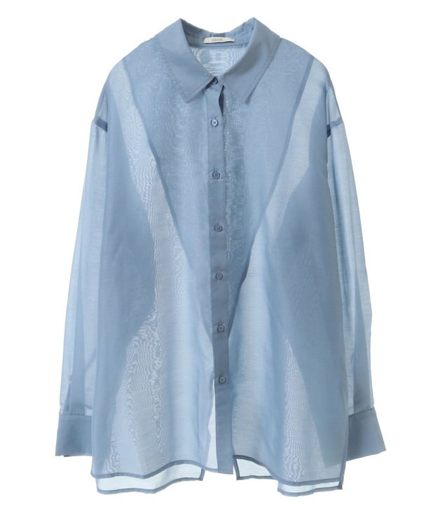 earth music&ecology バックスリットシアーシャツ Blue