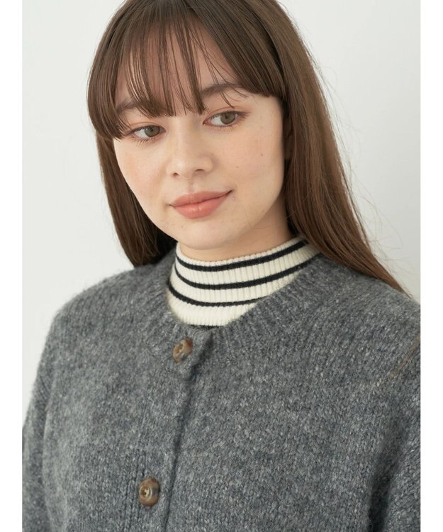 earth music&ecology ファンシーヤーンメランジカーディガン Dark Gray Mixture