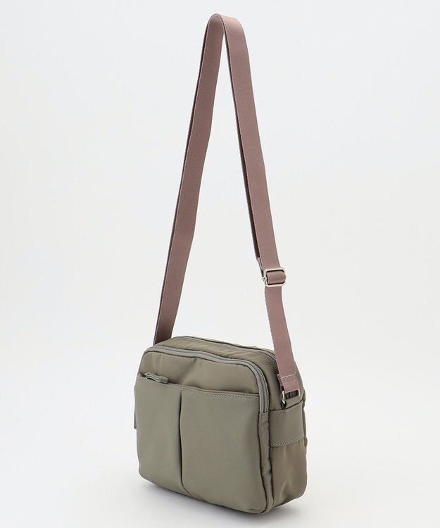 Y'SACCS ナイロン×牛革コンビシリーズ　横型ショルダーバッグ　SSサイズ グレージュ