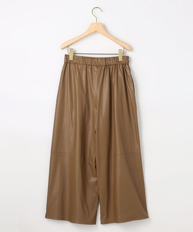 組曲 L レザーライク  クロップド ドロストワイドパンツ ブラウン系
