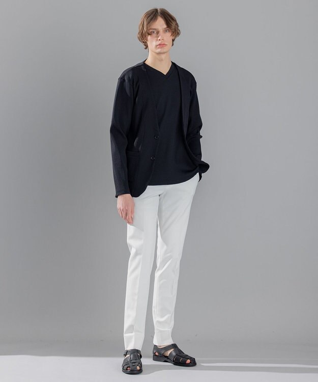 JOSEPH HOMME テックリブストレッチ ノーカラー・カットソージャケット ブラック系