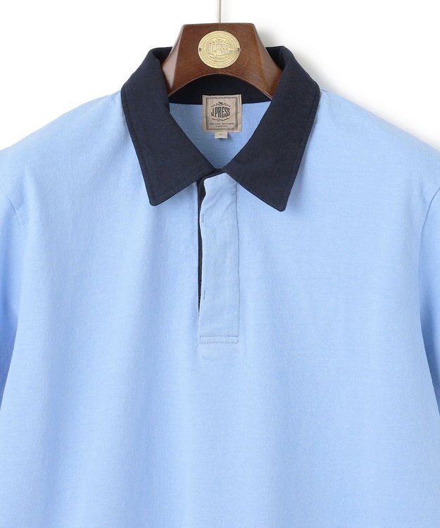 J.PRESS MEN バイカラーラガー ポロシャツ サックスブルー系
