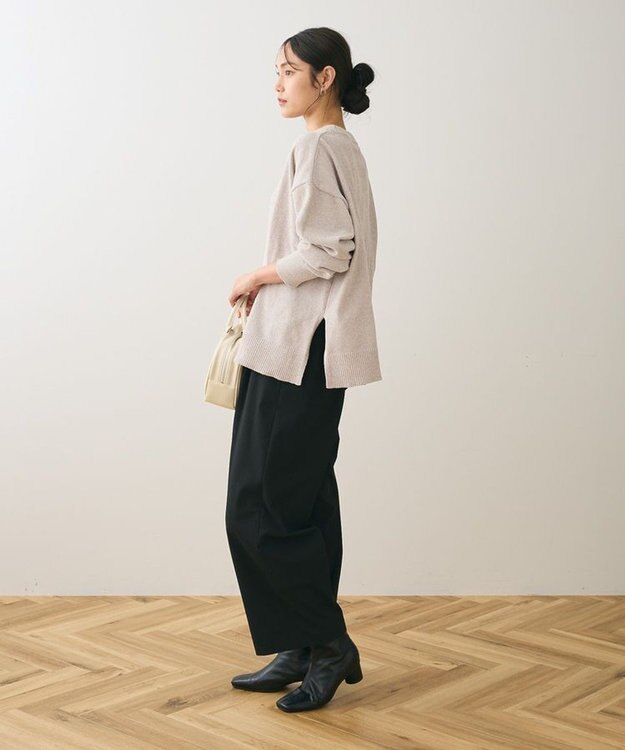 Green Parks ベロアモールリラックスサイズニットプルオーバー Light Gray