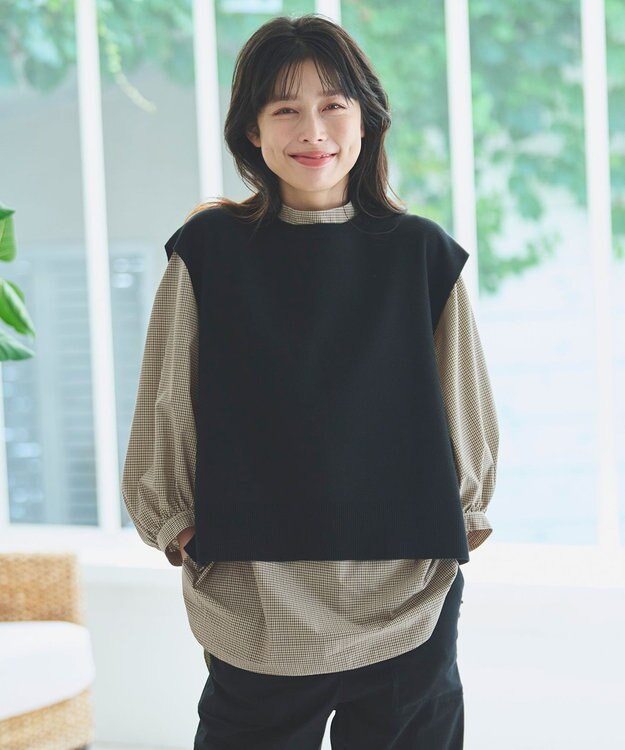 ANY 【洗濯機可】オーガニックコットンベスト ブラック