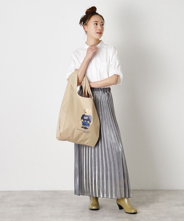 MOONBAT POLO RALPH LAUREN リップポケッタブルレインバッグ　フラッグベア ベージュ