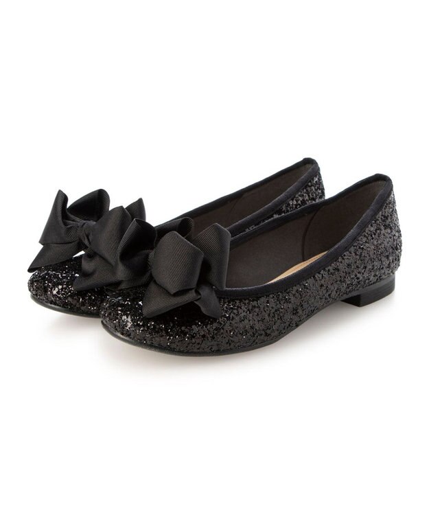 MODE ET JACOMO <MODE ET JACOMO>ラウンドリボンバレエシューズ ブラックメタリック