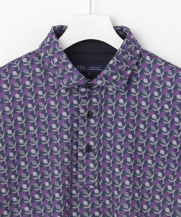 23区GOLF 【MEN】【吸水速乾/UVカット】アザミ小紋柄半袖ポロシャツ パープル系5
