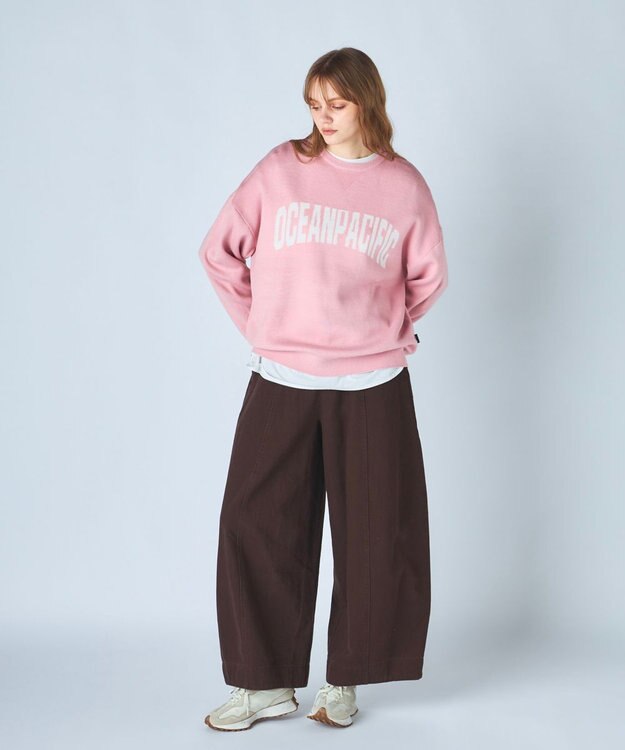 OP／FILA 【ocean pacific】ロゴ入りクルーニット ピンク