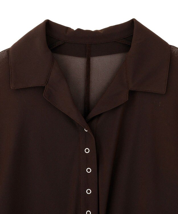 YECCA VECCA 【2点SET】シアーポロシャツ×キャミワンピース Brown