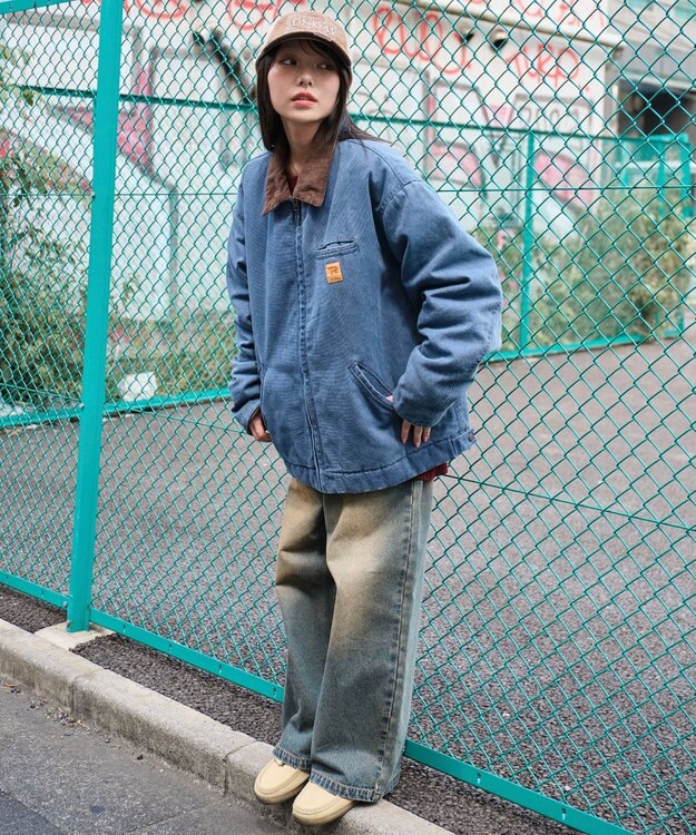 WEGO 【ユニセックス着用ITEM/MLサイズ展開】ワーカーズキルティングZIPジャケット ネイビー