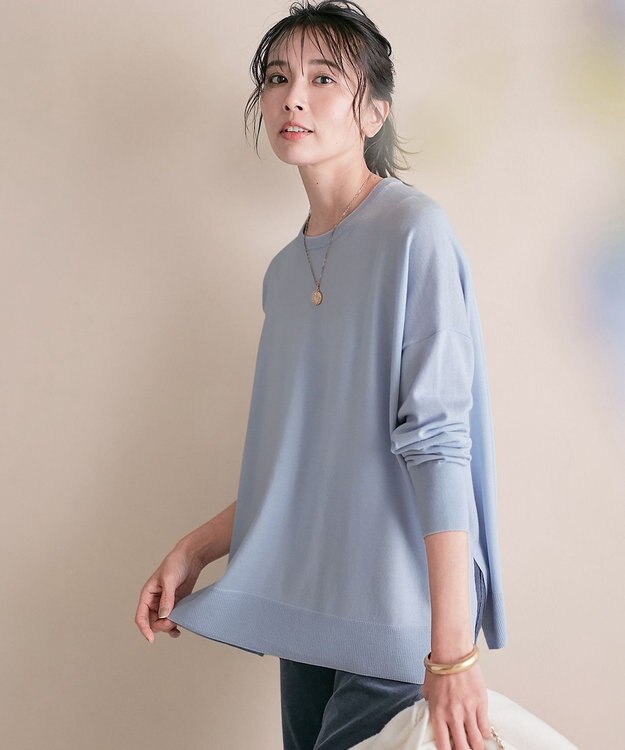 23区 【12色展開/新色追加】ウーステッドウール ビッグシルエット ニット [WEB限定]サックスブルー系