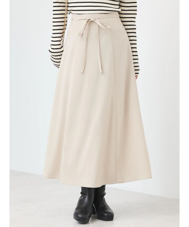 earth music&ecology リボンフレアスカート Beige