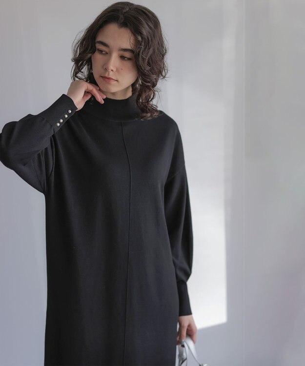 組曲 【WEB限定】スムースストレッチニット ワンピース ブラック系