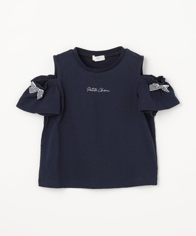 ANY KIDS 【綿100%】オンオフショルダー Tシャツ ネイビー