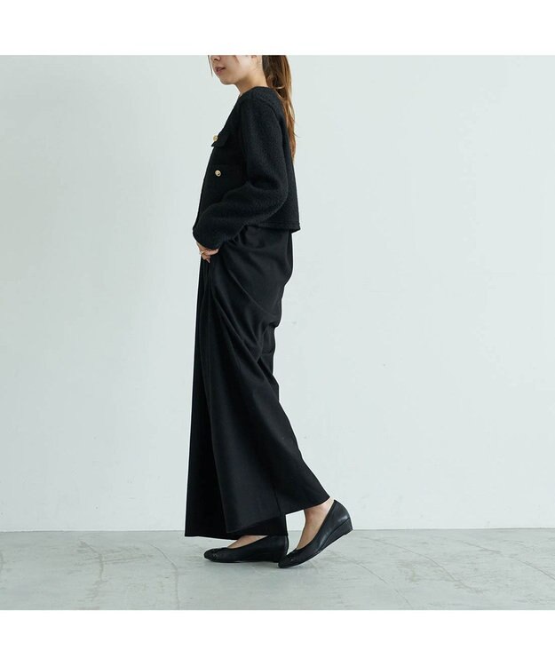 MODE ET JACOMO <carino>ポインテッドトゥウエッジヒールパンプス ブラックコンビ