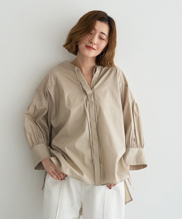 YECCA VECCA 【ORGABITS】5分袖スキッパーシャツ Beige
