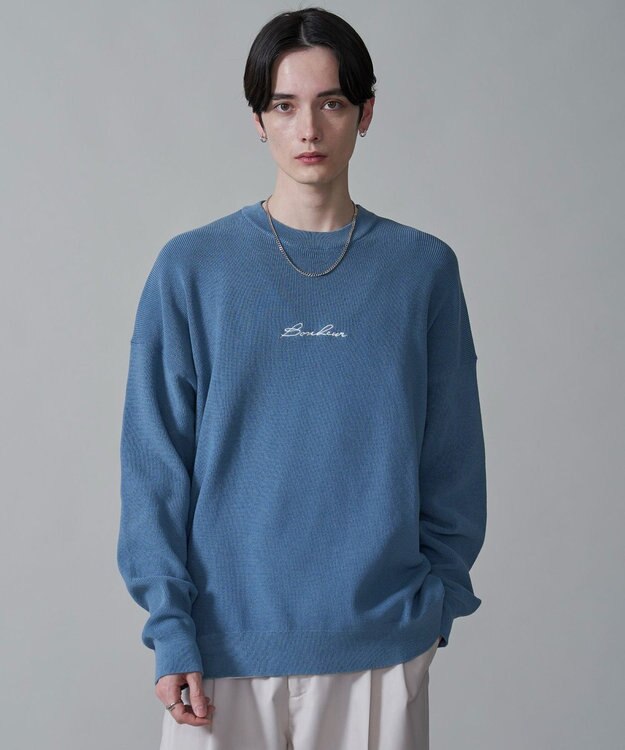 WEGO 【2点SET】アクセ付きワンポイントニットプルオーバー サックス