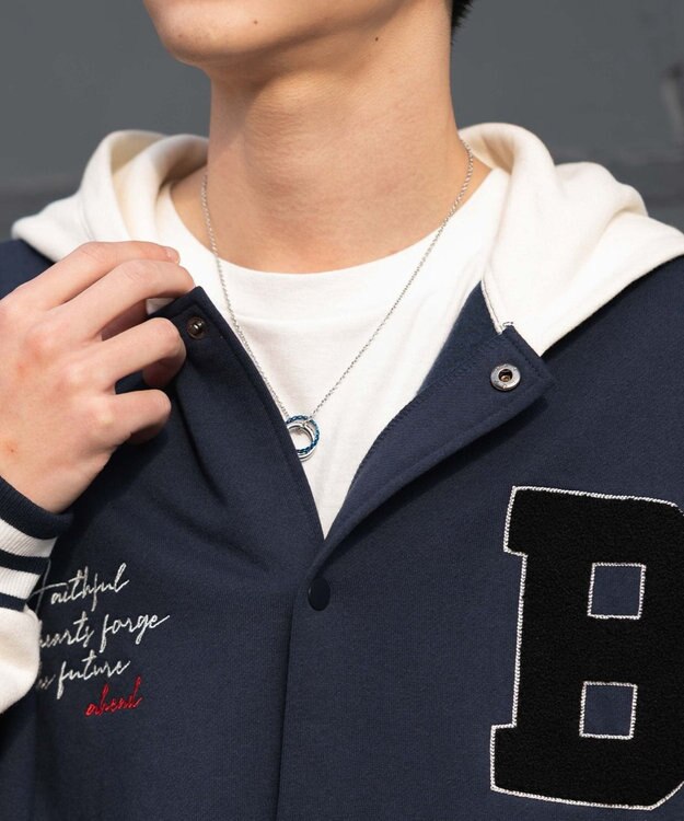 WEGO 【ユニセックス着用ITEM】スウェットフードスタジャン ネイビー