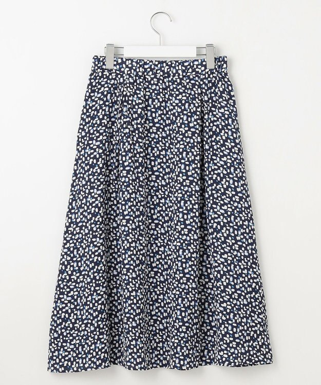 自由区 L 【カタログ掲載・セットアップ対応・洗える】ジオメトリックフラワードットプリント スカート ネイビー系