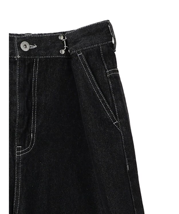 earth music&ecology タックホックデニムパンツ Black