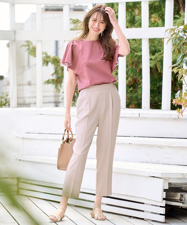 ANY SIS L 【接触冷感＆UVカット】サラキレイ テーパードパンツ アイボリーベージュ