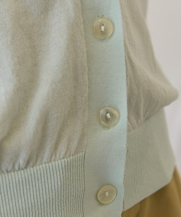 AMERICAN HOLIC 5分袖シアーVネックニットカーディガン Sax