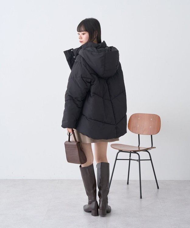 earth music&ecology 2WAYパファーブルゾン Black