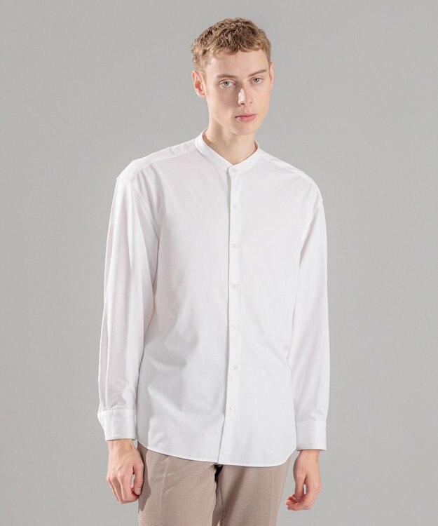 JOSEPH HOMME ハイゲージコットンジャージー 　バンドカラーシャツ ホワイト系