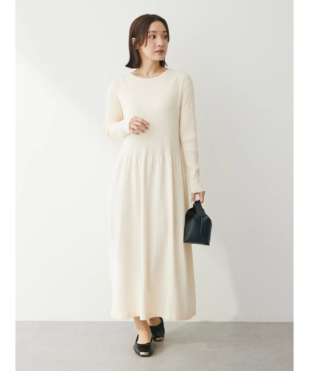 Green Parks ・Ｐｅｔｉｔ　Ｆｌｅｕｒ　フレアニットワンピース Ivory