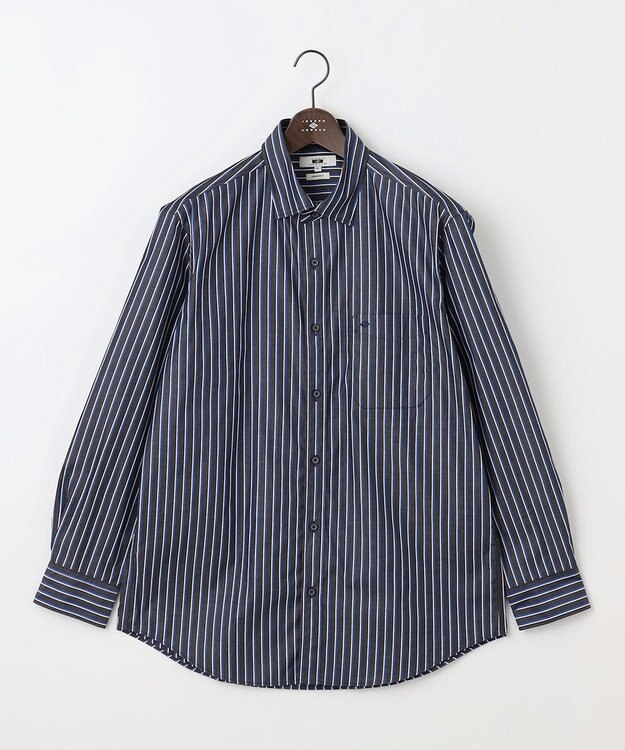 JOSEPH ABBOUD 【キングサイズ・オーガニックコットン使用】オー ガニックコットンカラーストライプシャツ ネイビー系1
