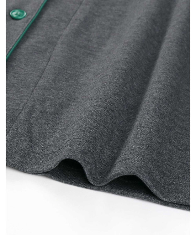 une nana cool 【綿100%】60/1 シルケットスムース 長袖開襟 MADE WITH LIBERTY FABRIC ダークグレー