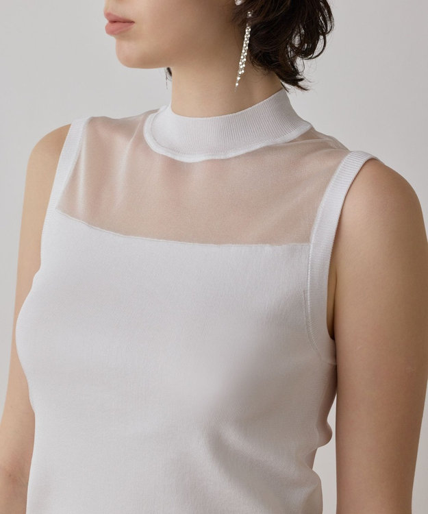 GRACE CONTINENTAL シアーグロスニットトップ ホワイト