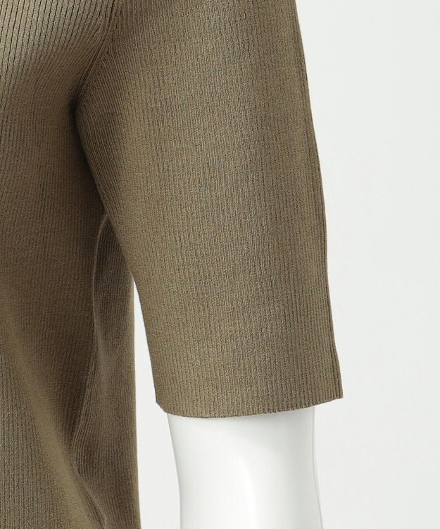 23区 L 【エステータ】コットンシルク 5分袖ニット カーキ系