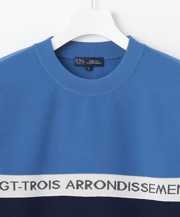 23区GOLF 【MEN】【ウォッシャブル】ロゴライン カラーニット ネイビー系