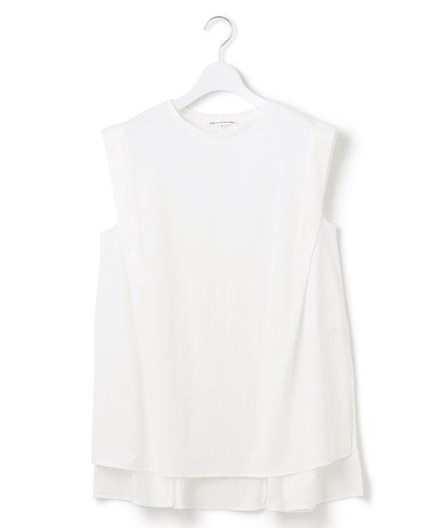 23区 L 【洗える】コンパクトヤーン フレアデザイン ノースリーブ カットソー ホワイト系